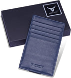 HISCOW Car Sun Visor Card Holder with Elastic Band Fastener - Italian Calfskin (Dark Blue)