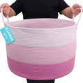 OrganiHaus Large Woven Storage Basket for Blankets and Toys 20" x 13" Inch, Rope Laundry Basket with Handles, Cushions & Pill