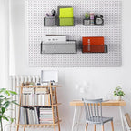 Norme 4 Pack Pegboard Baskets Set 4 Size Metal Wall Organizer Square Style Wire Pegboard Bins Wall Mount Peg Board Tool Organ