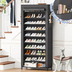 Simple Trending Tall Shoe Rack Organizer Holds 40 Pairs, 10 Tier Large Capacity Shoe Cabinet Storage with Cover for Closet, B