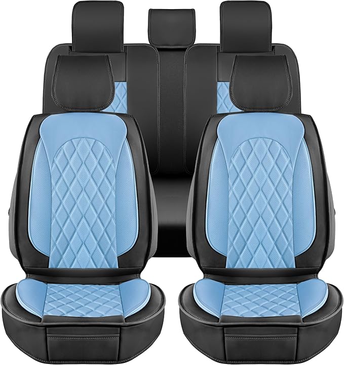LINGVIDO Car Seat Covers Full Set (5 Seats) - Premium Perforated Nappa Leather, Waterproof Shield, Omni-Adapt Fit SUVs Sedans