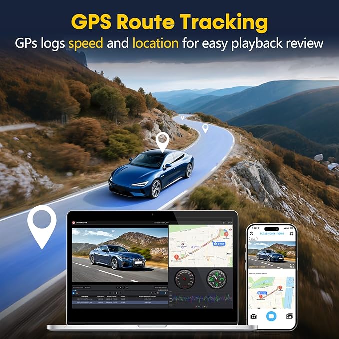 Front and Rear Dash Cam for Car: 4K+1080P Dual Dashcam Record Every Moment for Accident Evidence - 5G WiFi Quick Video Access
