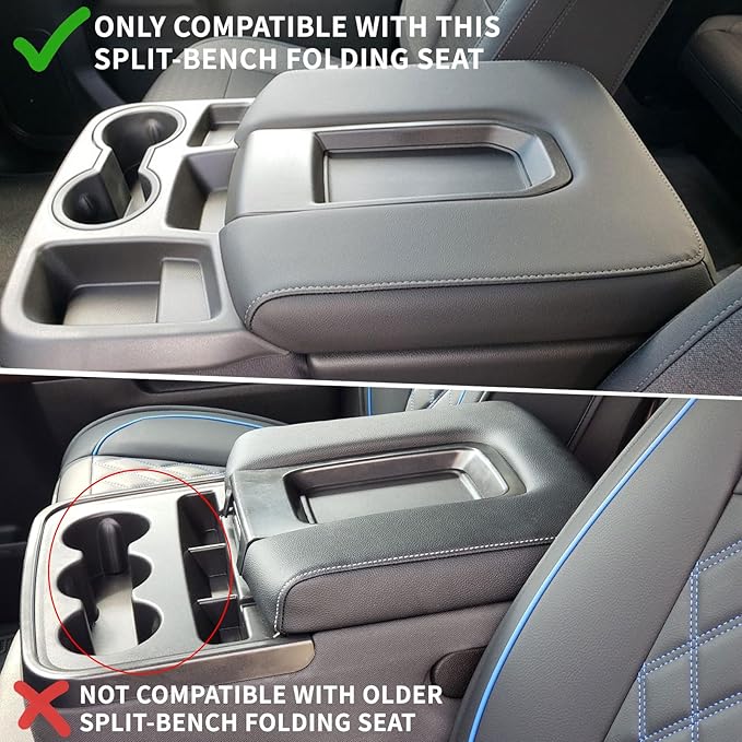 Center Console Organizer Compatible with 2019-2025 2026 Chevy Silverado/GMC Sierra 1500 & 2020-2026 Silverado/Sierra 2500HD 3500HD, Armrest Box Storage Tray (Split-Bench Folding Seat ONLY)