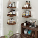 Square Floating Shelves for Wall, 12" W x 12" D x 2" H, 2 Pack, Small Wall Mounted Engineered Wood Shelves with Invisible Bra