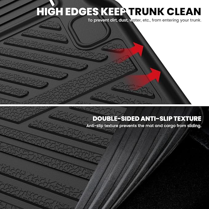 LASFIT Cargo Mat & Backrest Mats for Nissan Pathfinder 2013-2020 / Infiniti QX60 2014-2021 / JX35 2013, All Weather TPE Custom Fit Easy Clean Durable No-Curling Trunk Mat for Pathfinder & QX60 & JX35