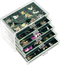 ProCase Earring Holder Organizer Jewelry Box with 5 Drawers, Acrylic Clear Earring Case with Adjustable Velvet Trays for Wome