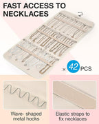 BAGSMART Hanging Jewelry Organizer Storage Roll with Hanger Metal Hooks Double-Sided Jewelry Holder for Earrings, Necklaces, 