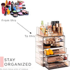 Sorbus Acrylic Makeup Organizer Set, 6-Drawer Vanity & Countertop Cosmetic Storage with Small & Wide Compartments, Bronze Glo