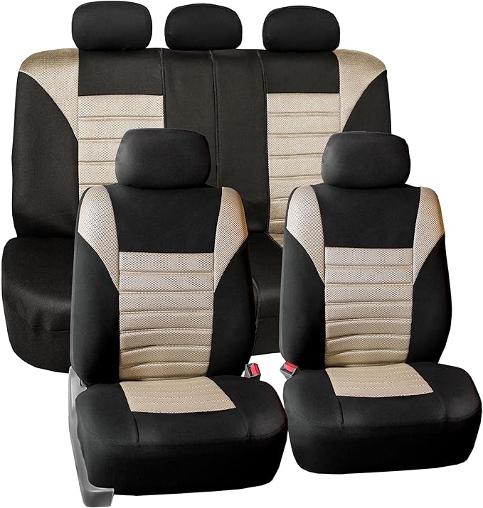 FH Group Car Seat Cover Rear Set Striking Striped Car Seat Covers with Rear Split Bench, Universal Fit Interior Accessories f