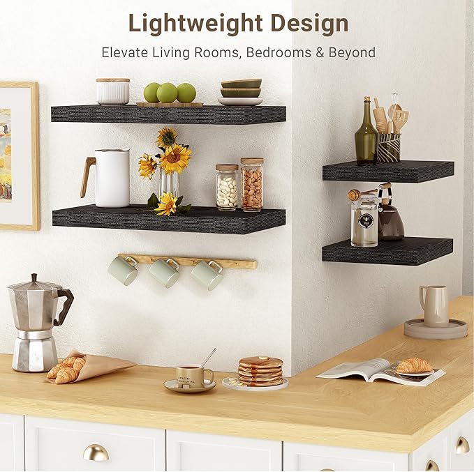 Vivelove 30 Inches Floating Shelves Wall Mounted, 10" Deep Wall Shelves for Bedroom, Bathroom, Living Room, Kitchen, Office, 