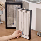 Lolalet Necklace Organizer Box, Jewelry Storage Box with Clear Window for Necklaces Bracelets, Tangle-Free Necklace Display C
