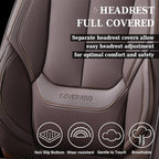 Coverado Universal Seat Covers Front, Universal Seat Covers for Cars, 2-Pack Waterproof Nappa Leather Car Seat Covers with He