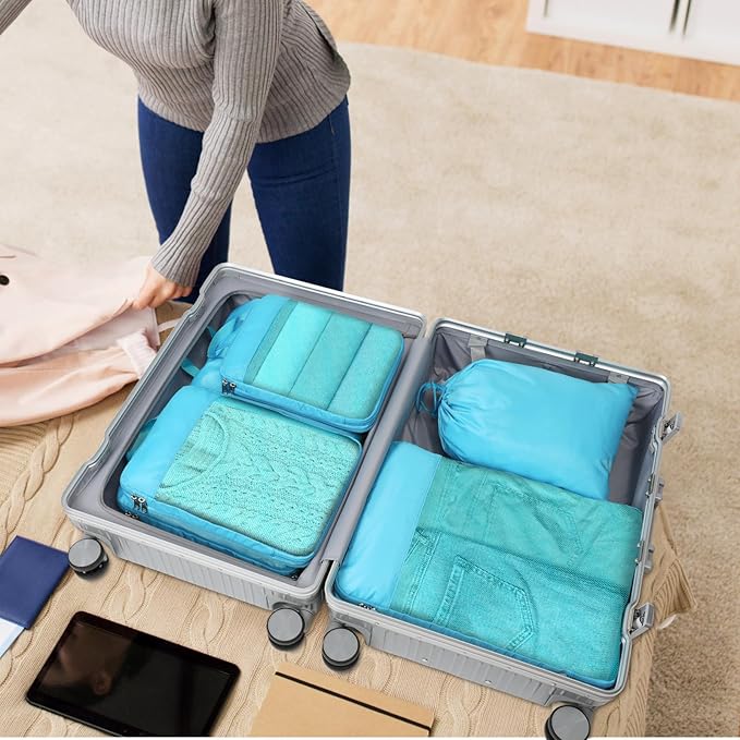 Cambond Compression Packing Cubes for Travel - Lightweight Expandable Travel Bags Luggage Organizers Travel Essentials Compre