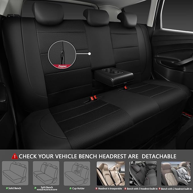 CAR PASS Leather and 3D Air Mesh Universal Fit Car Seat Covers, for Sedans,Trucks,Suvs,Airbag Compatible,Zipper Design and Re