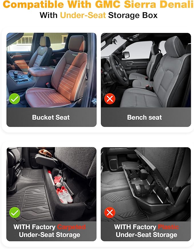 3W Floor Mats & Front Carpet Fit for 2019-2025 2026 Chevy Silverado/GMC Sierra Denali 1500 & 2020-2026 GMC Sierra 2500HD/3500HD Crew Cab, TPE All Weather Accessories 2 Rows Full Set Car Mats