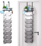 SWTYMIKI Over The Door Towel Rack - 9 Tier Towel Racks for Bathroom Wall Mounted, Towel Holder with Shelf, Hanging Rolled Tow