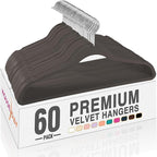 HOUSE DAY Taupe Velvet Hangers 60 Pack, Non Slip Clothes Felt Hanger Heavy Duty for Coat, Premium Slim Space Saving Suit Hang