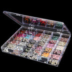 Noverlife 36 Grids Clear Plastic Jewelry Organizer Box, Nail Charm Holder Double Buckle Bead Organizer Storage Container Box,