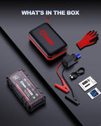 9 in 1 Jump Starter, 12V Jump Box Car Battery Jumper Starter Portable with 14 in 1 Protection Jumper Cables, LED Lights, LCD