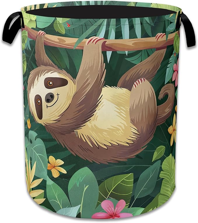 Palm Sloth Laundry Basket Collapsible Laundry Hamper Oxford Storage Bin for Clothes Storage, Toy Organizer, Books and Sundrie