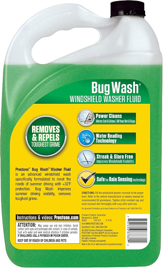 Prestone Bug Wash Windshield Washer Fluid, 1 Gallon
