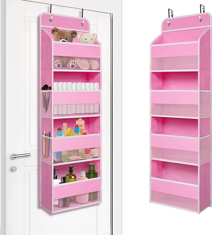 TYMENSH Over The Door Hanging Organizer with 4 Large Pockets – Closet, Bathroom, Nursery, Bedroom, Dorm Storage for Toys, Cos