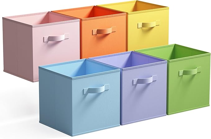 GRANNY SAYS 11x11 storage cubes for shelves, Rainbow-colored Storage Boxes for Cube Storage, 11-inch Cube Storage Bins for Or