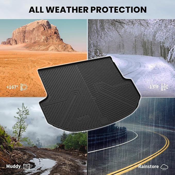 LASFIT Cargo Mat for Hyundai Santa Fe Sport 2018 2017 2016 2015 2014 2013 (Only Fit 5-Passenger), All Weather TPE Custom Fit Car Trunk Mats Cargo Liners Accessoires for Santa Fe Sport 2013-2018, Black