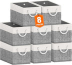 Fab totes Storage Bins [8-Pack], Foldable Storage Baskets for Organizing Toys, Books, Shelves, Closet, Large Storage Box with