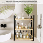 Bathroom Counter Organizer, 3 Tier Wood Countertop Shelf for Vanity, Skincare, Makeup, Kitchen Coffee and Sink Storage, with 