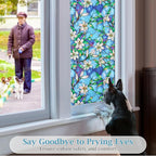 Coavas Decorative Window Privacy Film, Heat Control Sun Blocking Stained Glass Window Film, Floral Design Static Cling, Non Adhesive Windows Tint for Bathroom Front Door(Vinyl, 47.2" x 157.4 ")
