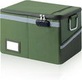 Fireproof Waterproof Document Box with Lock - Collapsible Portable File Organizer Hard Shell Storage for Hanging Letter/Legal