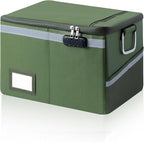 Fireproof Waterproof Document Box with Lock - Collapsible Portable File Organizer Hard Shell Storage for Hanging Letter/Legal