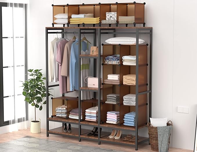 HOMIDEC Cube Storage Organizer 16-Cube Storage Shelf, Closet Organizer for Garment Racks, Closet Organizers and Storage with 