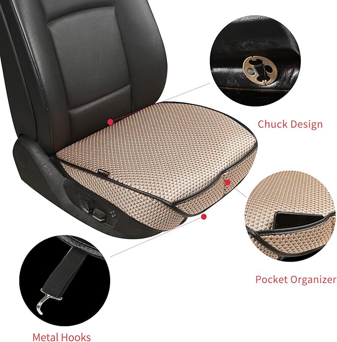 Auto Newer Breathable Universal Four Seasons Car Seat Covers, Luxury Car Seat Cushion，Protectors for Front Seat Bottoms,Compa