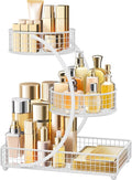 HBlife Makeup Organizer for Vanity, 3 Tier Metal Bathroom Countertop Organizers Skin Care Storage, Bathroom Counter Shelf Ski