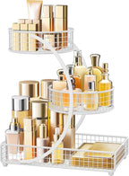 HBlife Makeup Organizer for Vanity, 3 Tier Metal Bathroom Countertop Organizers Skin Care Storage, Bathroom Counter Shelf Ski