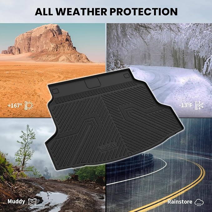 LASFIT Trunk Mat for Honda Civic Hatchback Sport 2017-2021, All Weather TPE Custom Fit Trunk Liner Trunk Tray Cargo Mat Cargo Liner Cargo Tray (Not for Sport Touring)