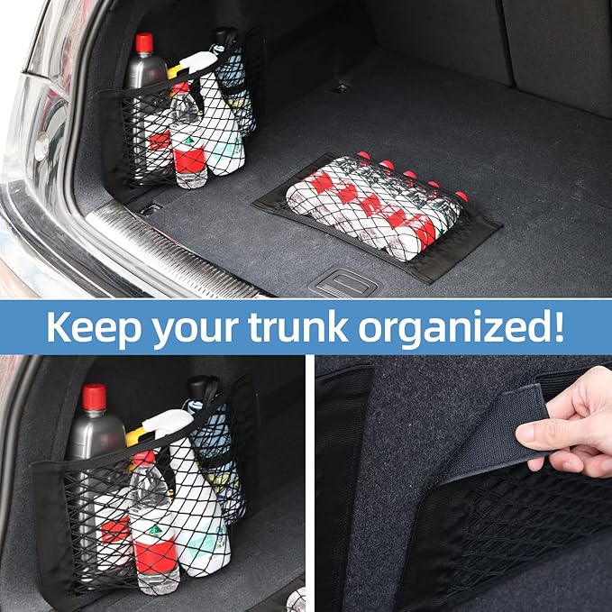 Universal Mesh Cargo Net for Car Trunk Storage,Elastic Small Automotive Cargo Net Pocket Wall Sticker Organizer Pouch Bag Stor