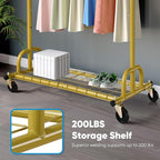 HOKEEPER Clothing Rack Gold Clothes Rack Heavy Duty Garment Rack for Hanging Clothes 525LBS Commercial Clothing Racks with Wh