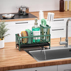 Cisily Sponge Holder for Kitchen Sink, Sink Caddy Organizer with High Brush Holder, Kitchen Countertop Organizers and Storage