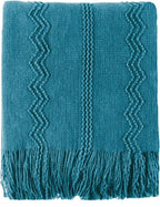 BATTILO HOME Teal Blue Throw Blanket for Couch, Decorative Throw Blanket for Sofa Bed Room Home Decor, 50"x60"