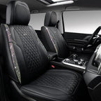 CAR PASS Iridescent Diamond &NAPPA Calfskin Leather Cushioned,Bling Seat Covers,Waterproof Heavy-Duty Anti-Slip,Universal Fit