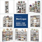 Mavivegue 3 Row 12 Tiers Shoe Rack, Large Storage Space, Metal Shoe Rack Organizer for Entryway, Closet, Bedroom, Garage,Blac
