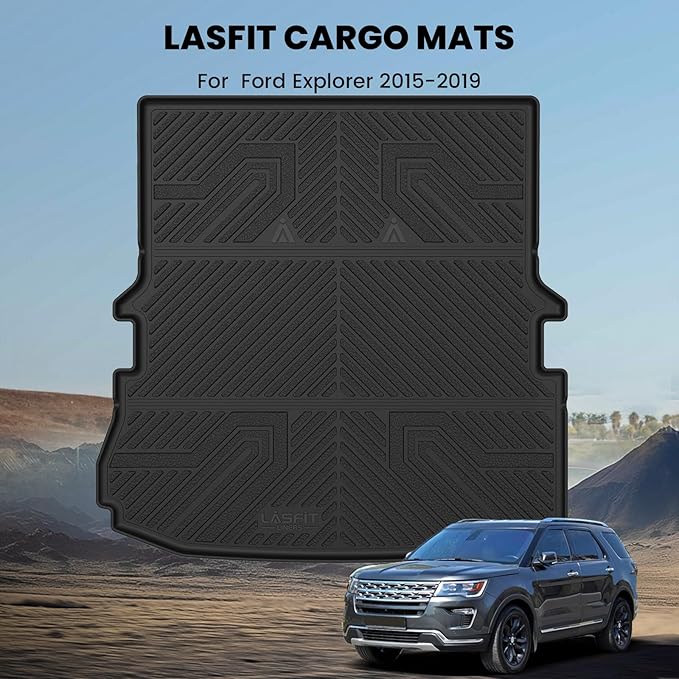 LASFIT Trunk & Backrest Mat for Ford Explorer 2011-2019, Custom Fit All Weather Protector TPE One-Piece Design Easy Installation Trunk with Seatback Mat, 1pc Black