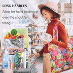 Eccliy 24 Pieces Reusable Grocery Bags Polyester Shopping Bags for Groceries Multi Colors Reusable Foldable Shopping Tote(Flower Style)