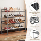 2 Tier Shoe Rack, Shoe Organizer Sturdy Metal for Entryway, Garage, Shoe Shelf Stand for Small Space, Stackable, Black