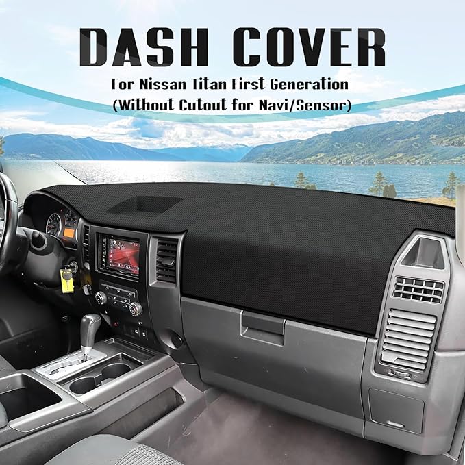 FIILINES Dash Cover for 2004-2012 Nissan Titan (Without Cutout for Navi/Sensor), Dashboard Mat Accessories Dash Cover Sunshad