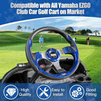 NOKINS 12.5" Universal Golf Cart Steering Wheel, Fit EZGO TXT/RXV/Club Car DS/Precedent/Yamaha, Most Golf Carts (Blue)