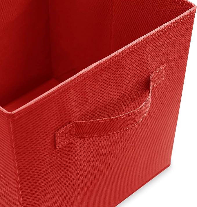 Casafield Set of 6 Collapsible Fabric Cube Storage Bins, Red - 11" Foldable Cloth Baskets for Shelves, Cubby Organizers & Mor